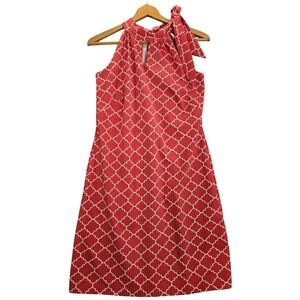 Katherine Way Coral Pink Tie Neck Performance Dress Size S